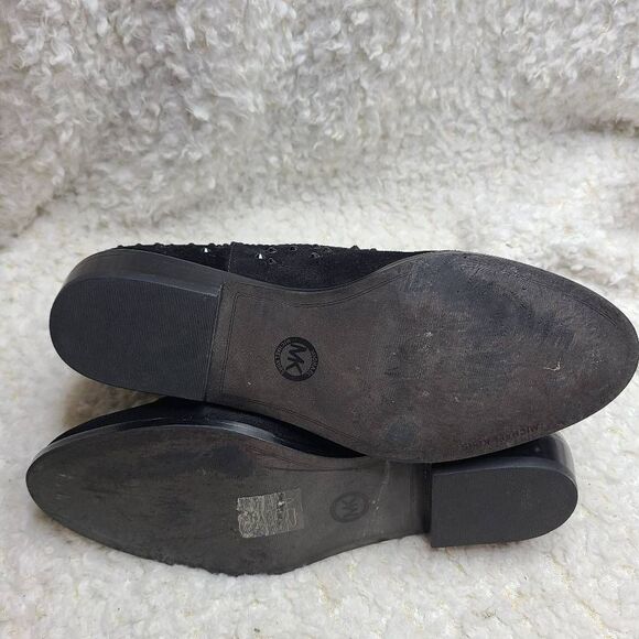 Michael Kors Dani Rhinestone Studded Black Suede Ankle Boots - Picture 5 of 7